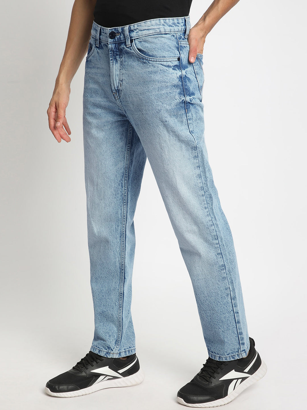 Bene Kleed Men Relaxed Fit Clean Look Heavy Fade Whiskers Pure Cotton Jeans