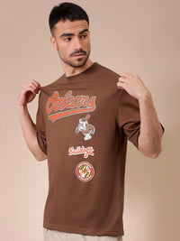 The Indian Garage Co Men Typography Printed Round Neck Cotton Oversized T-shirt