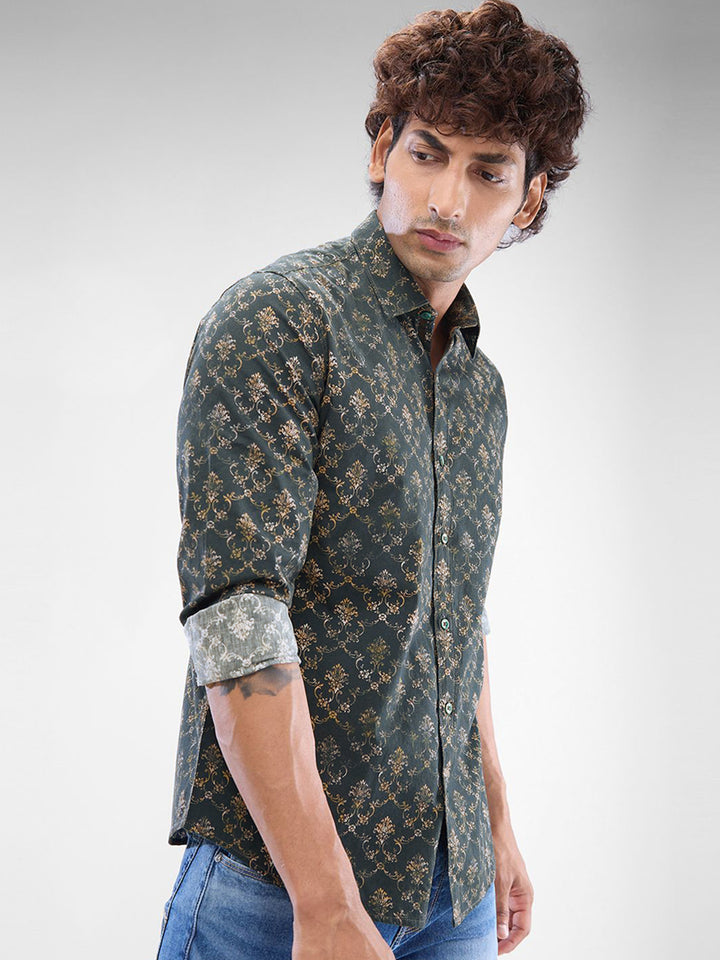 SPYKAR Men Slim Fit Floral Opaque Printed Casual Shirt