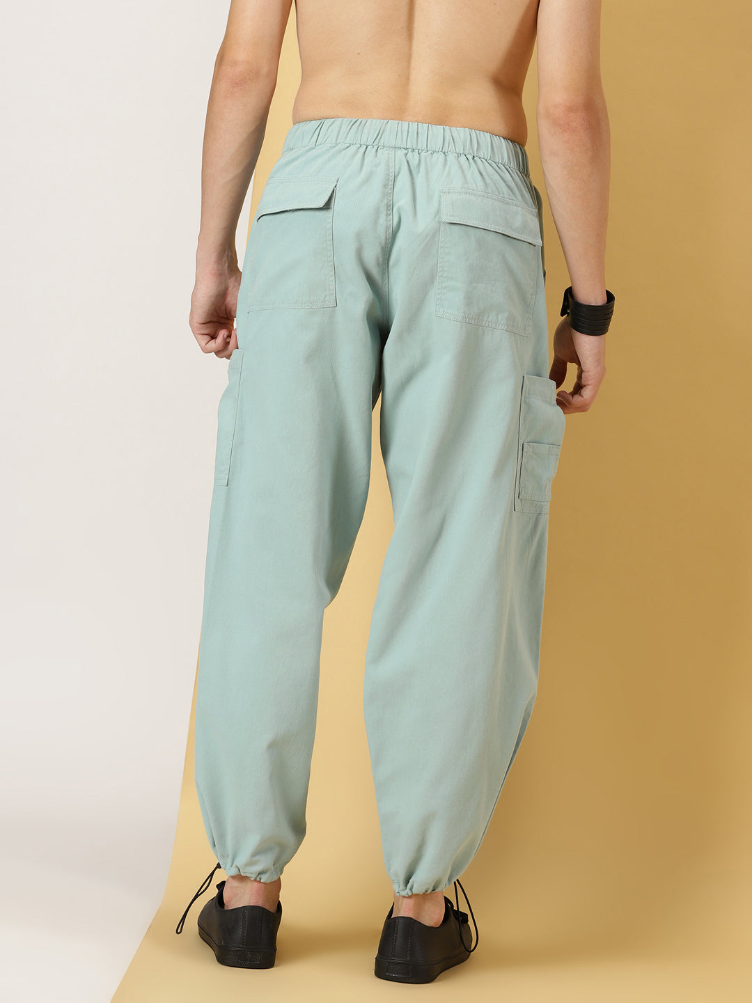 Thomas Scott Men Mid Rise Loose Fit Cricket Club Collection Pure Cotton Parachute Trousers