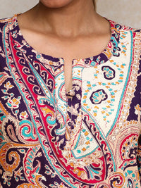 Varanga Ethnic Motifs Printed Pure Cotton Notch Neck Straight Kurta
