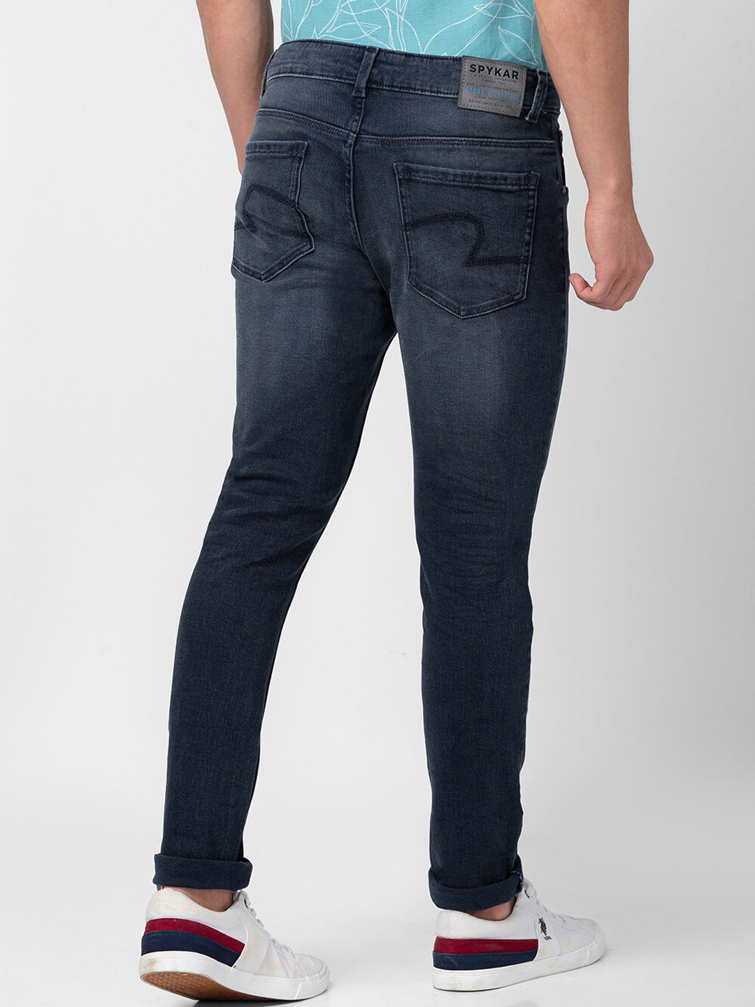 SPYKAR Men Blue & Grey Super Skinny Fit Low-Rise Light Fade Stretchable Jeans