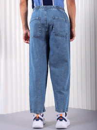 The Indian Garage Co Men Baggy Fit Cotton Elasticated Waist Jeans