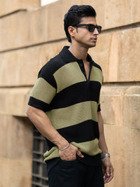 Powerlook Men Striped Polo Collar T-shirt