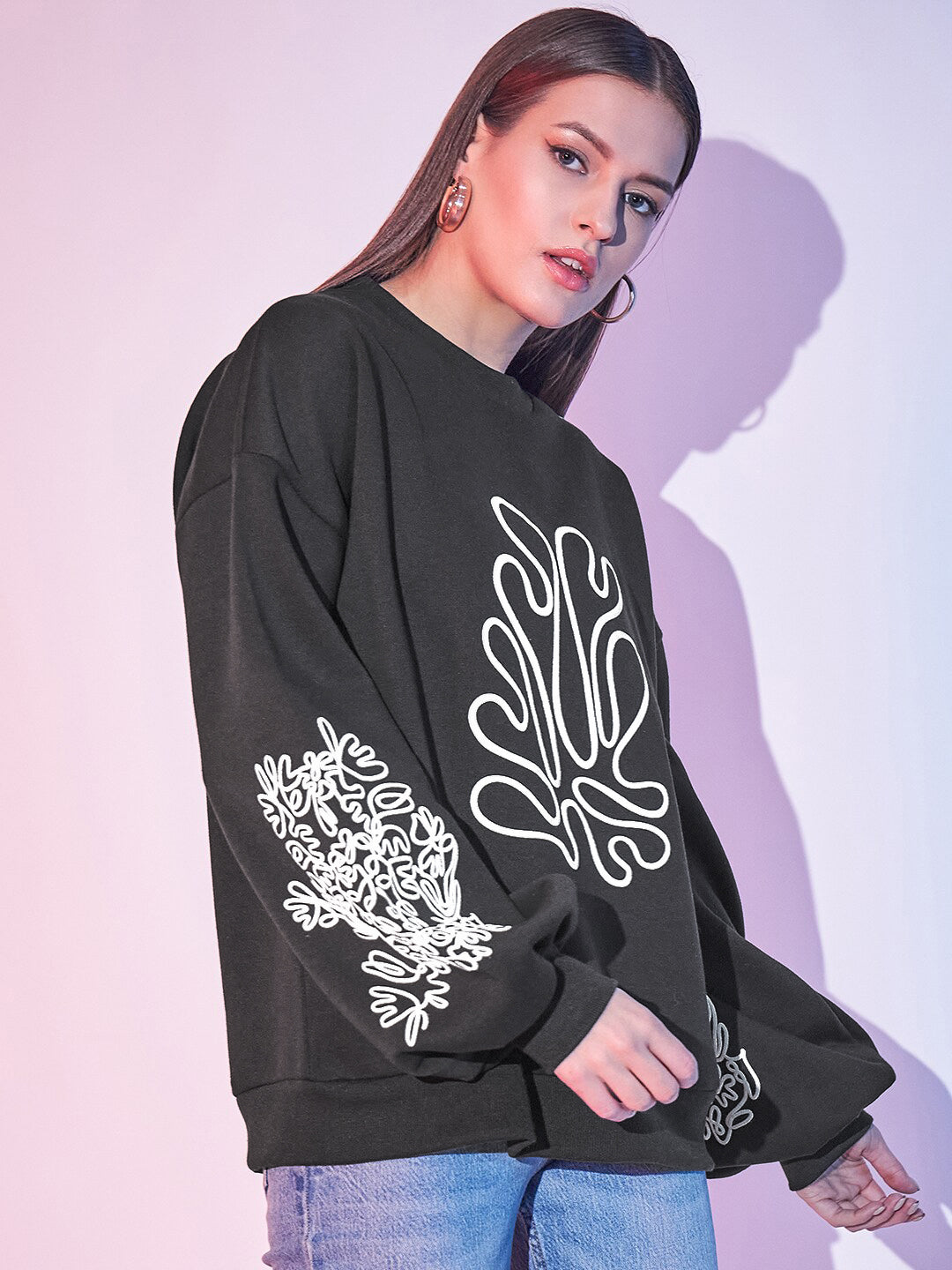 STREET 9 Graphic Printed Fleece Pullover