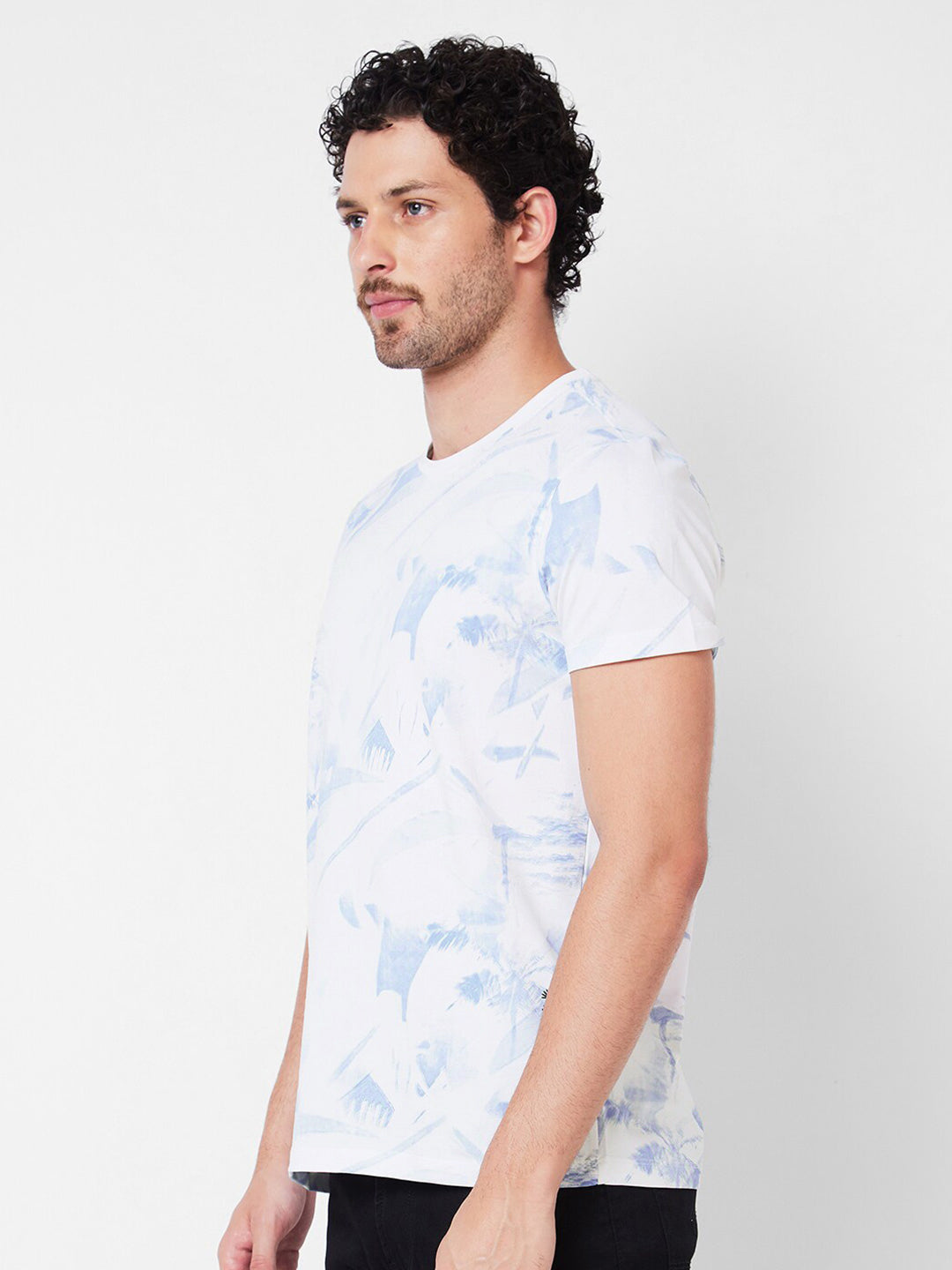 SPYKAR Abstract Printed Cotton Slim Fit T-shirt