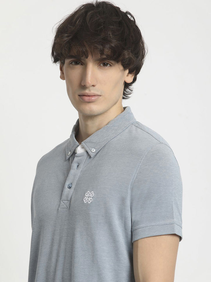 THE BEAR HOUSE Men Polo Collar Regular Fit Pure Cotton Solid T-shirt