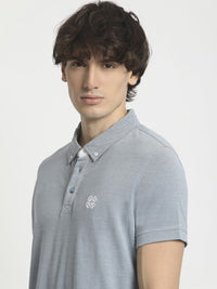 THE BEAR HOUSE Men Polo Collar Regular Fit Pure Cotton Solid T-shirt