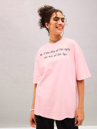 SASSAFRAS Typography Printed Pure Cotton Oversized T-shirt