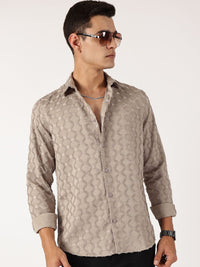 Thomas Scott Men Premium Spread Collar Textured Casual Shirt