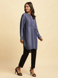 W Mandarin Collar Long Sleeves Lyocell Kurta