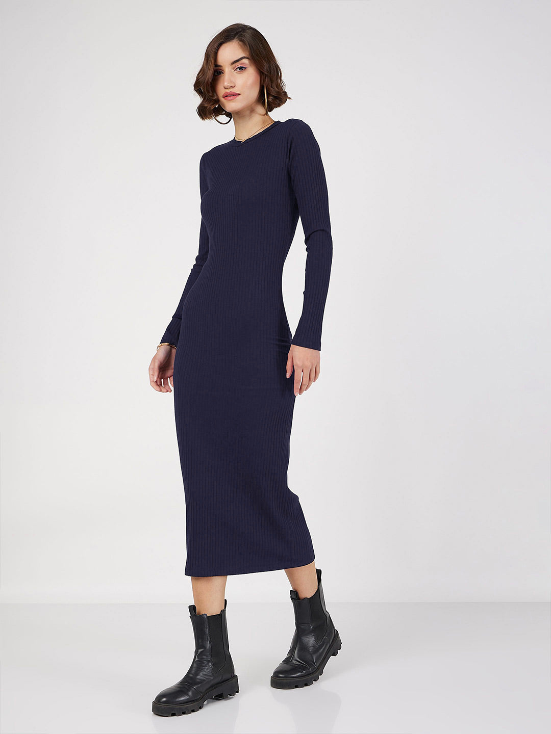SASSAFRAS Women Long Sleeves Bodycon Midi Dress