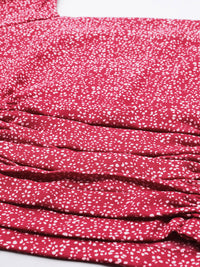 STREET 9 Maroon Floral Georgette Fitted Crop Top