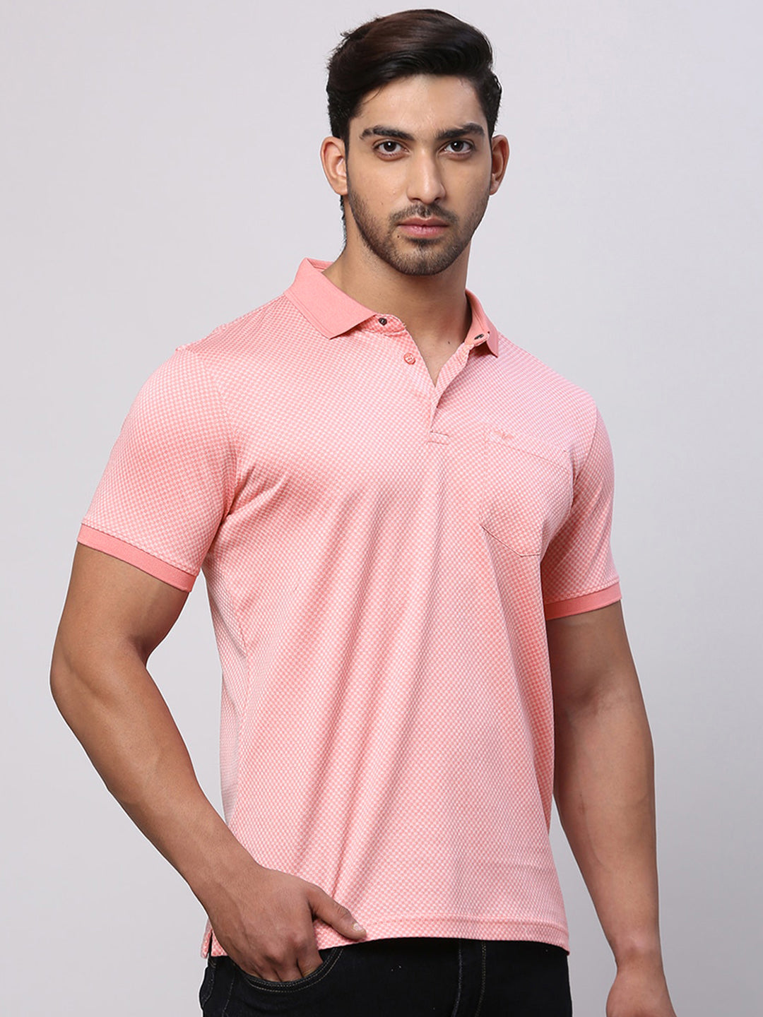 Park Avenue Men Polo Collar Pockets Slim Fit T-shirt