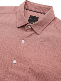 VASTRADO Men Classic Spread Collar Textured Slim Fit Casual Shirt