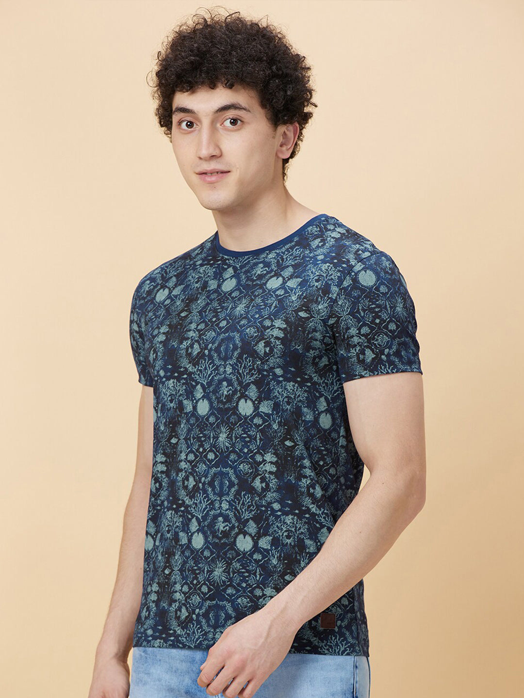 Being Human Abstract Printed Round Neck Pure Cotton Casual T-shirt