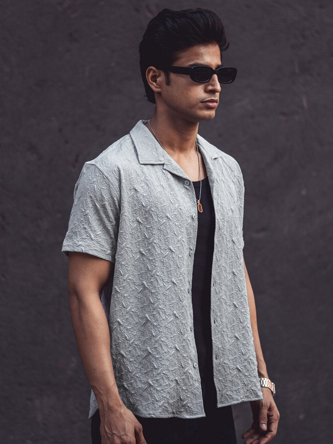 Powerlook Self Design Casual Shirt