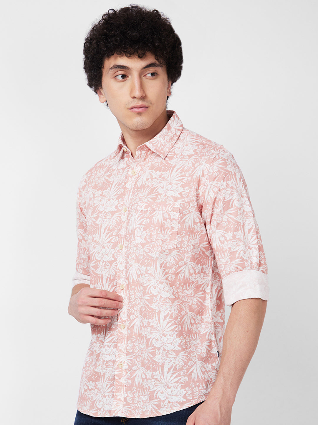 SPYKAR Floral Printed Spread Collar Cotton Casual Shirt