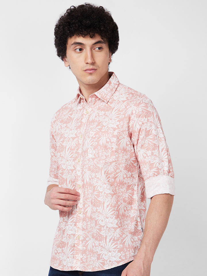 SPYKAR Floral Printed Spread Collar Cotton Casual Shirt