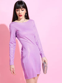 Tokyo Talkies Lavender Bodycon Twisted Back Cutout Mini Dress