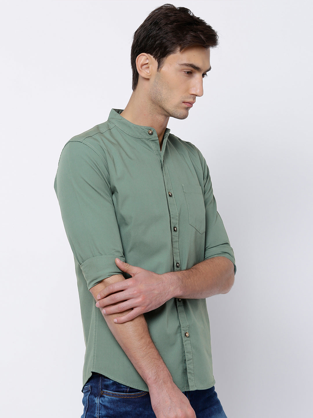 HIGHLANDER Men Green Slim Fit Casual Shirt