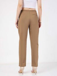 SASSAFRAS Women Beige Mid-Rise Tapered Fit Trousers