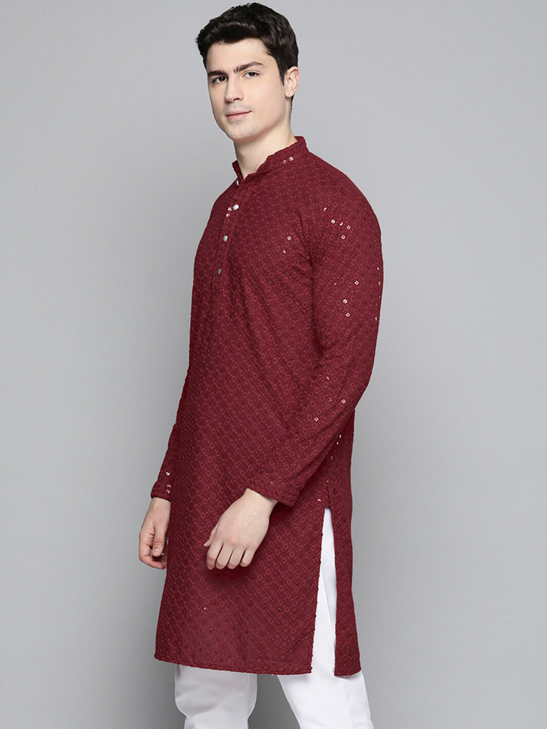 Jompers Men Mandarin Collar Embellished Kurta