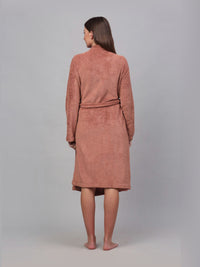 KLOTTHE Rust Woollen Long Sleeves Bath Robe With Belt
