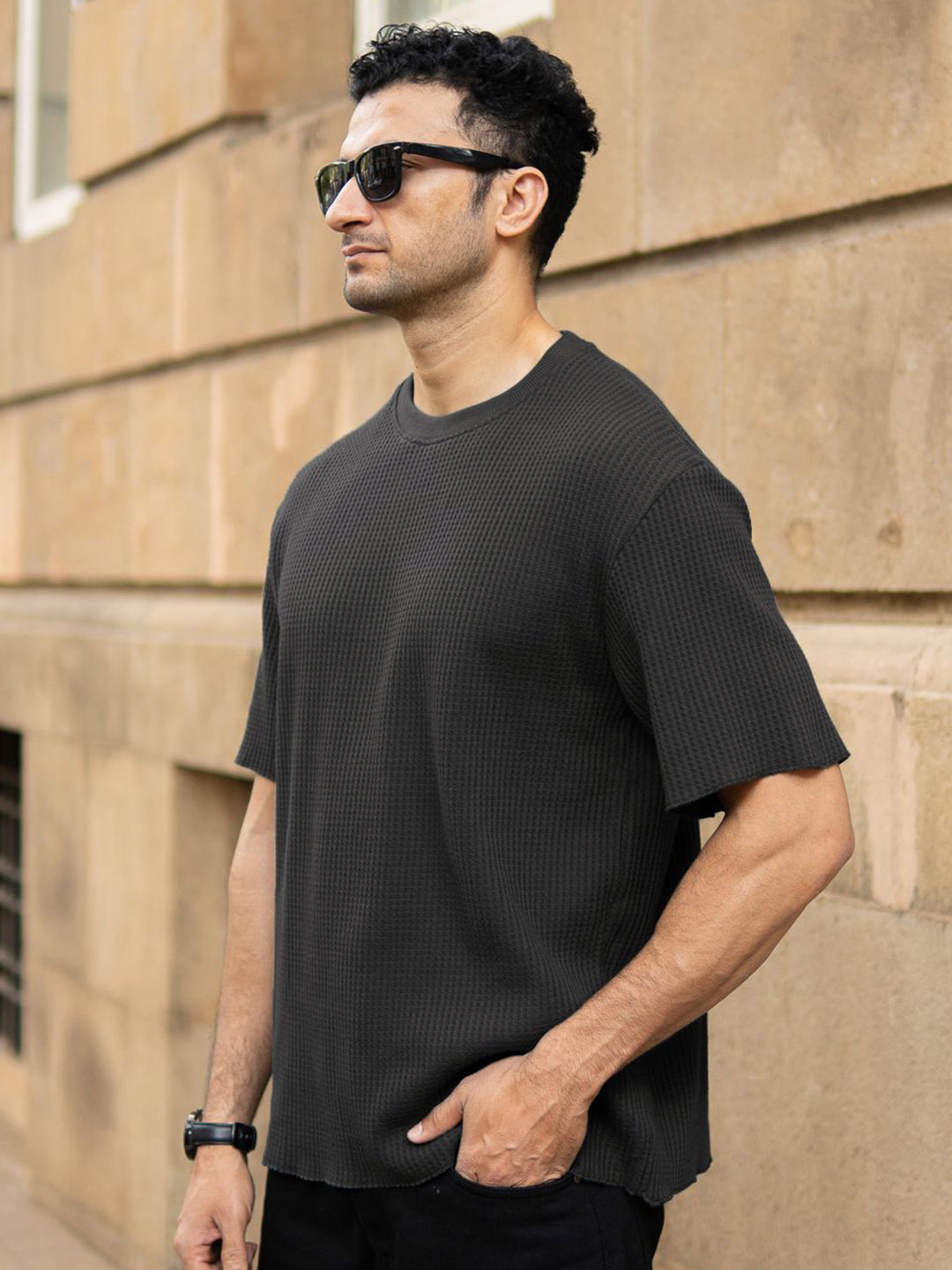 Powerlook Men Self Design Relaxed Fit T-shirt