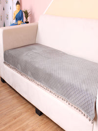 STITCHNEST Grey Self Design 2 Seater Sofa Cover