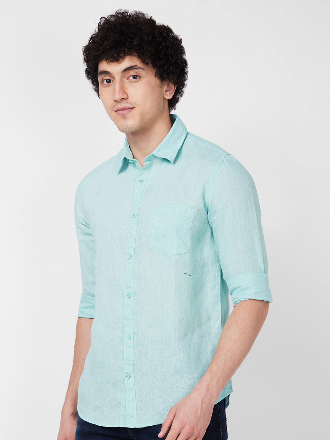 SPYKAR Spread Collar Linen Casual Shirt