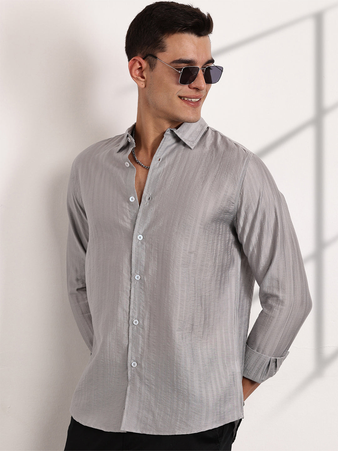Thomas Scott Men Classic Slim Fit Opaque Casual Shirt