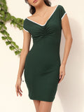DressBerry Mini Mayhem Ruched V-Neck Bodycon Dress