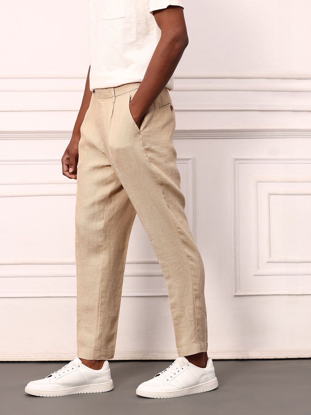 Mr Bowerbird Pure Linen Pleated Liberal fit Trousers With a Notepad