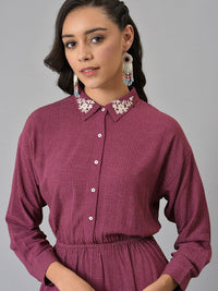 W Pink Printed Chiffon Dress