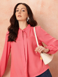 all about you Tie-Up Neck Puff Sleeves Top