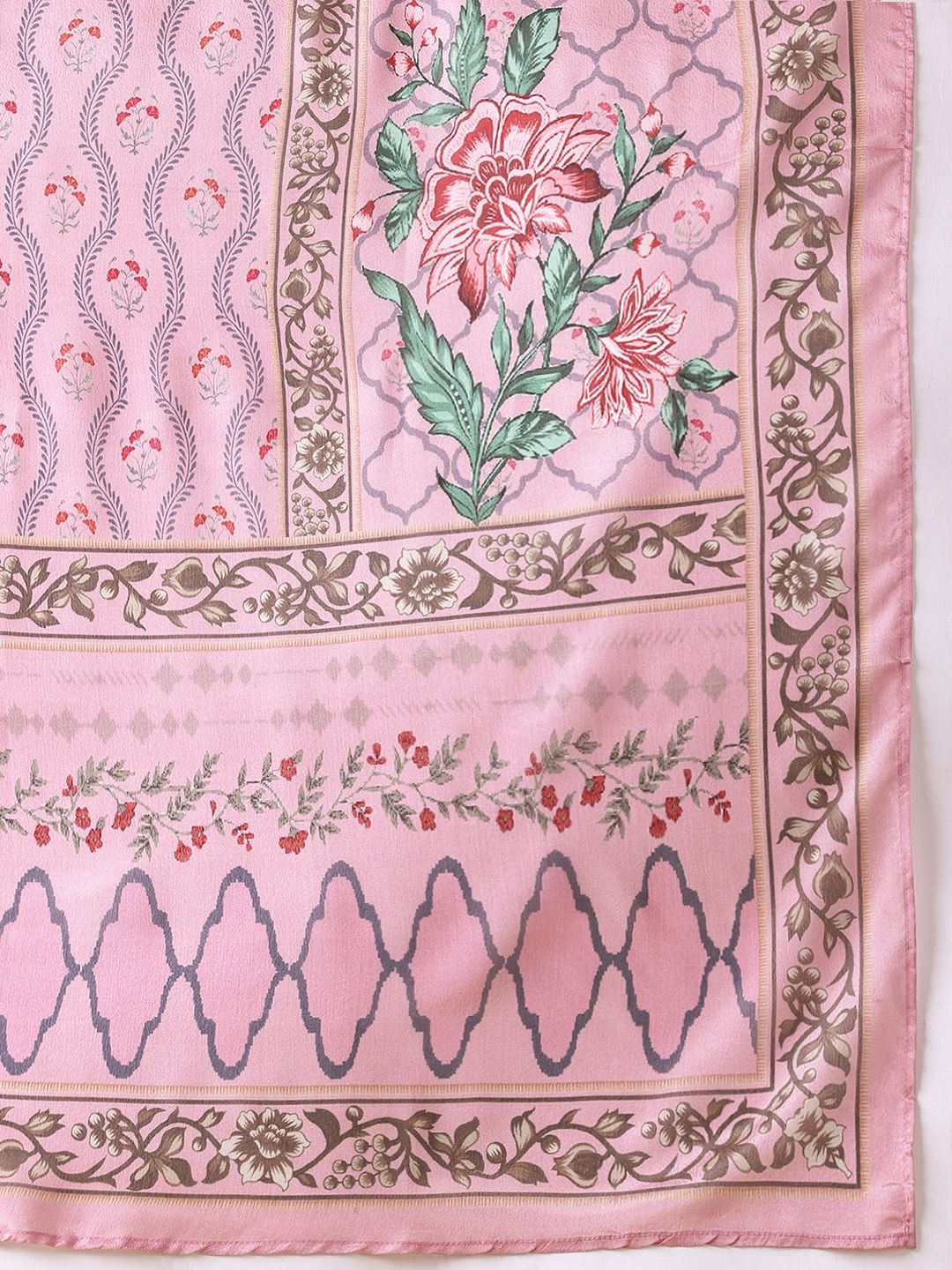 Anouk Women Floral Printed Regular Kurta with Trousers & With Dupatta with Lace Detail