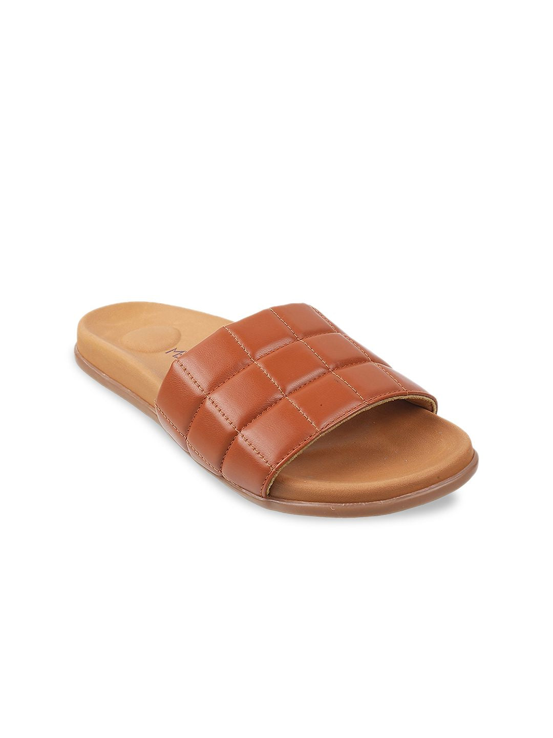 Metro Women Tan Open Toe Flats