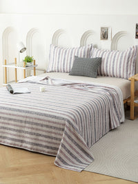 Story@home Cadar Katil King 240 TC Cotton Berjalur Merah &amp; Putih Dengan 2 Sarung Bantal