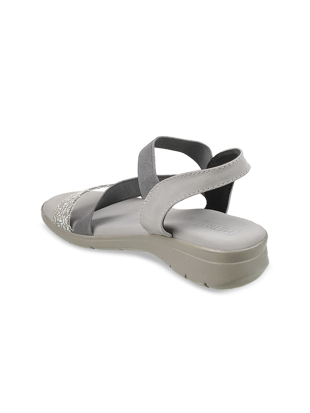 Metro Women Grey Open Toe Flats