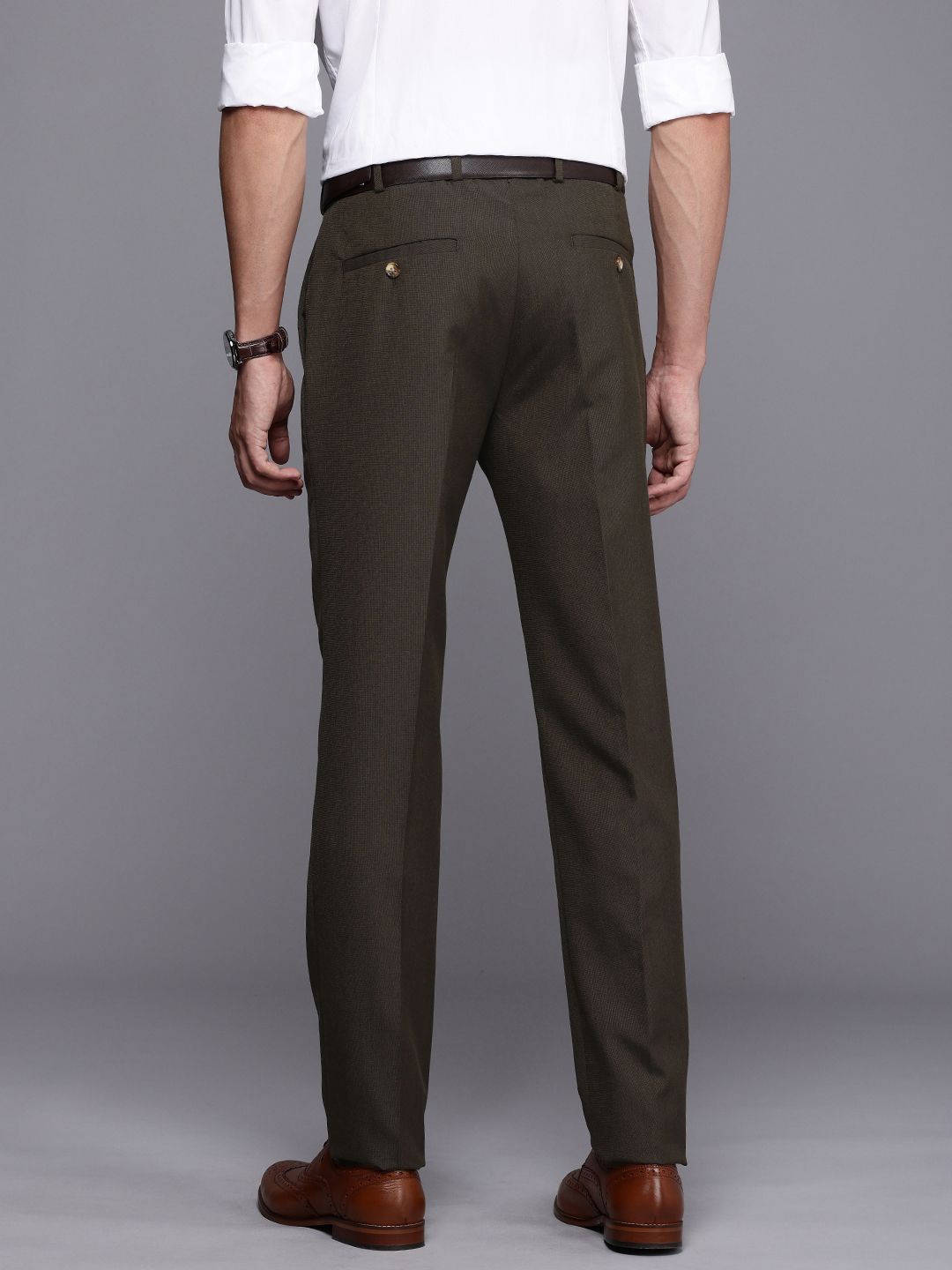 Raymond Men Textured Slim Fit Formal Trousers