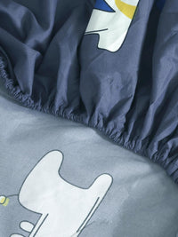 KLOTTHE Grey Graphic Polycotton 300 TC Dilengkapi Cadar King dengan 2 Sarung Bantal-98 x 89 inci