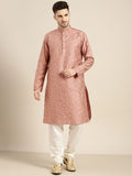 SOJANYA Lelaki Coral & Gold-Toned Floral Kurta