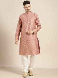SOJANYA Lelaki Coral & Gold-Toned Floral Kurta