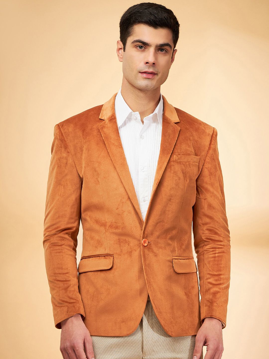 DENNISON Notch Lapel Collar Single-Breasted Blazer