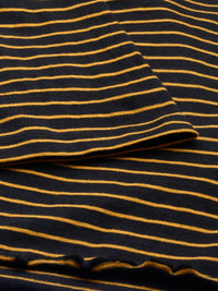DressBerry Black & Mustard Yellow Striped Pure Cotton Top