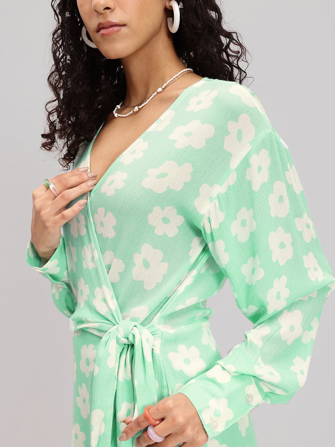 DressBerry 90s Florals Wrap Twist Mini Dress