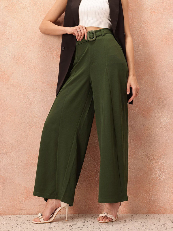 all about you Women Wide Leg Trousers with Belt