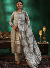 Libas Ethnic Motifs Printed Sequinned Pure Cotton A Line Kurta with Trousers & Dupatta