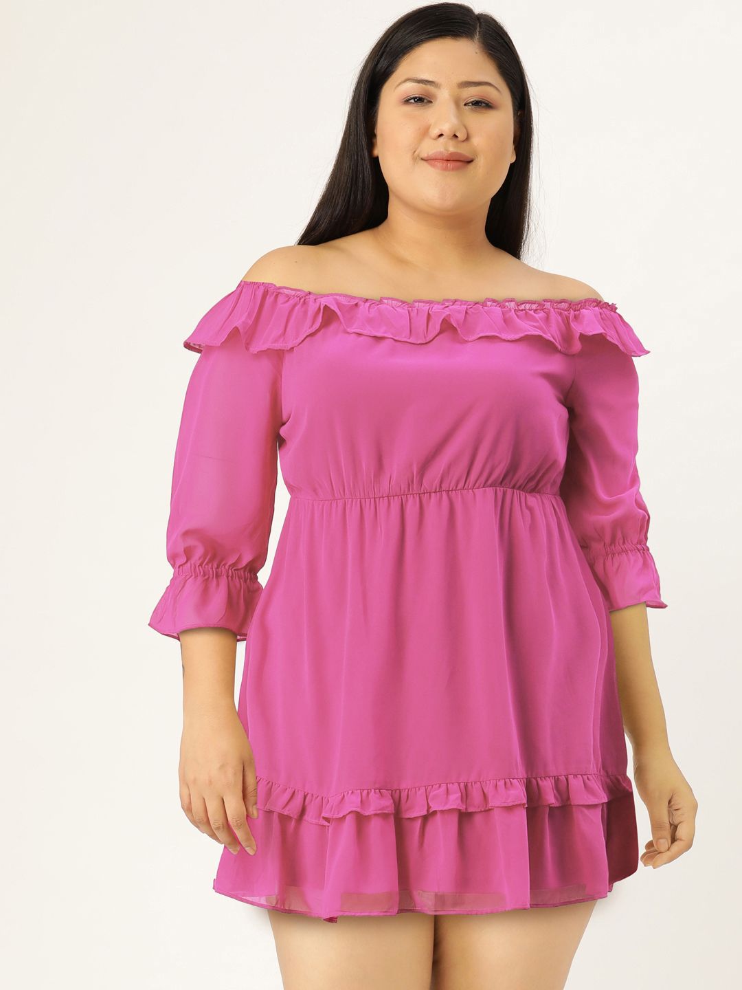 AND Pink Off-Shoulder Mini Dress